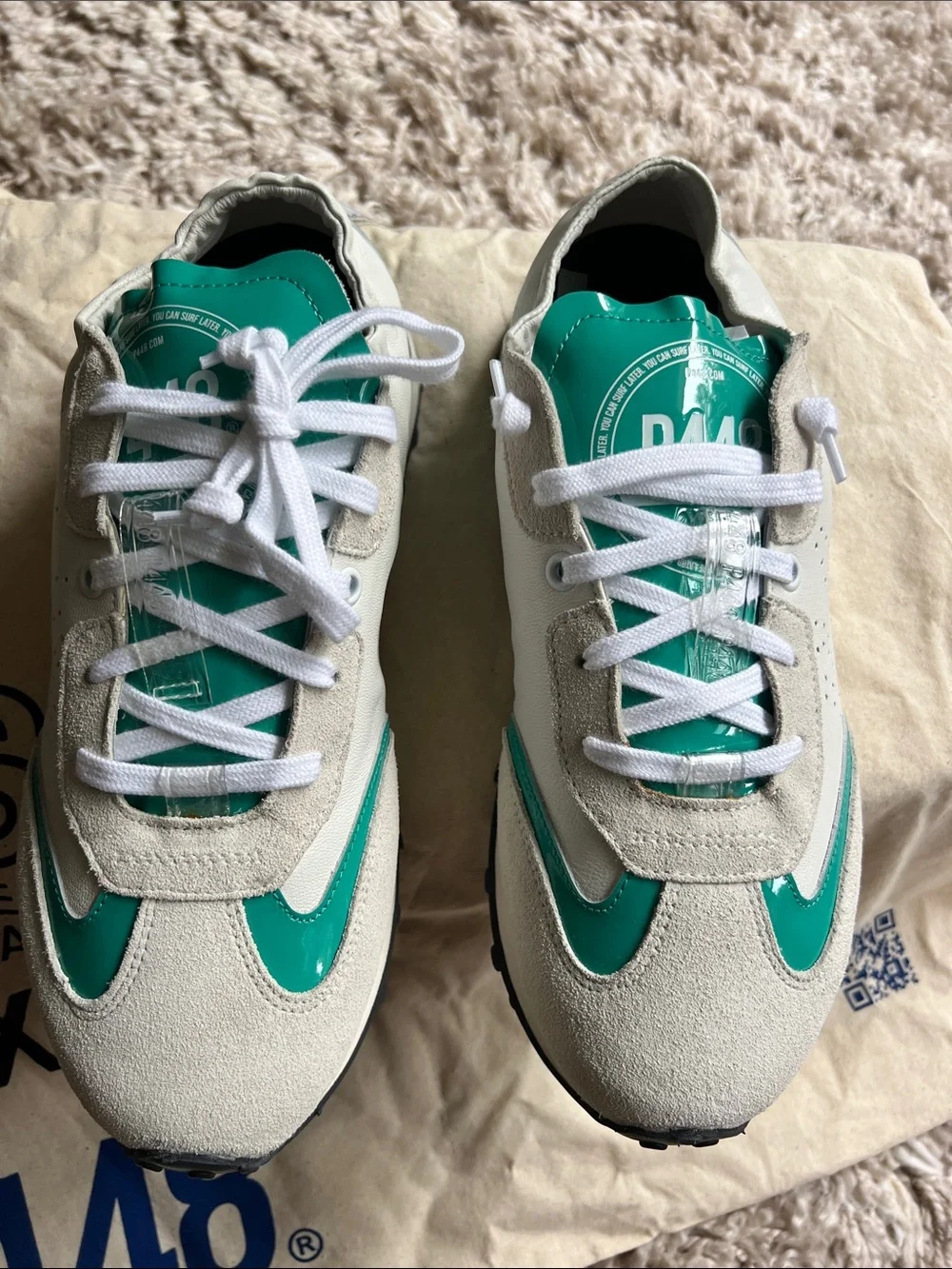 P448 White & Acqua Sneakers
